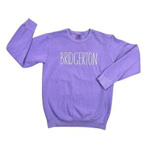 Bridgerton Sweatshirt Womens Small Purple Embroidered Comfort Colors Pullover S